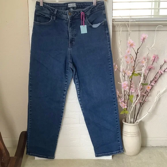 Ava & Viv Women's Straight Leg Jeans in Blue - Picture 4 of 9